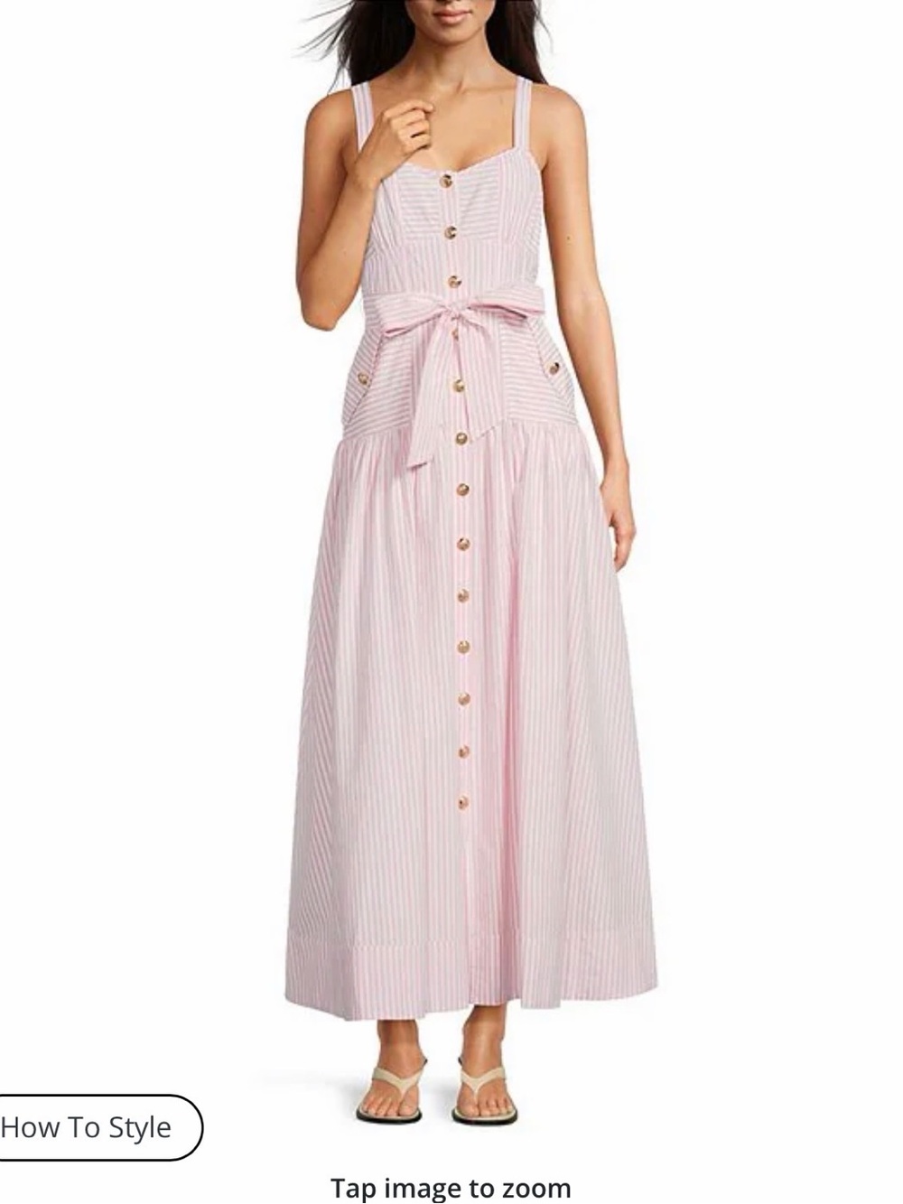 Striped Pink Button-Front Maxi Dress with Tie Waist